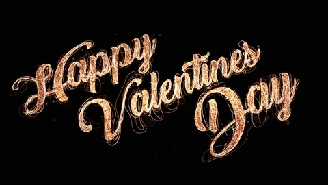 Happy Valentines Day magic Fireworks particles and sparks on black night sky Stock Footage 101901446