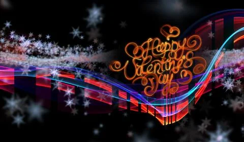 Happy Valentine's Day message written by smoke or fire over black background Stock Illustration