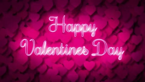 Happy Valentines Day with Neon Lights Stock Footage