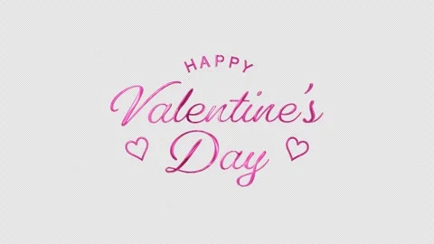 "Happy Valentine's Day" Pink Script Typography Animation on Transparent Back Stock Footage 325501806