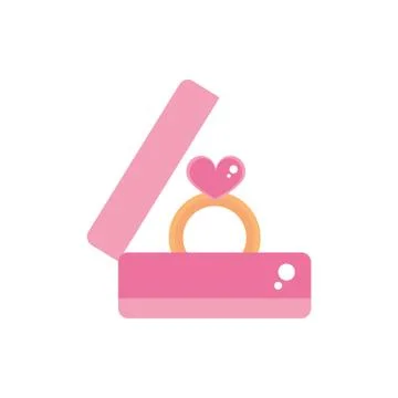 Happy valentines day proposal ring in box love pink design Stock Illustration