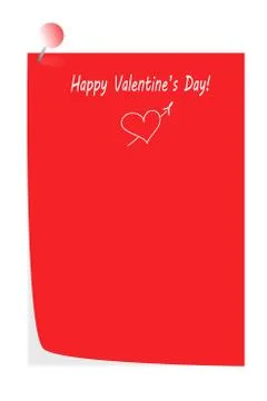 Happy valentines day - red note paper vector Stock Illustration