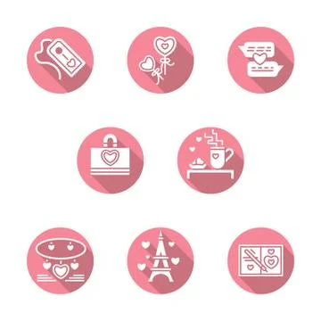Happy Valentines Day round pink vector icons Stock Illustration