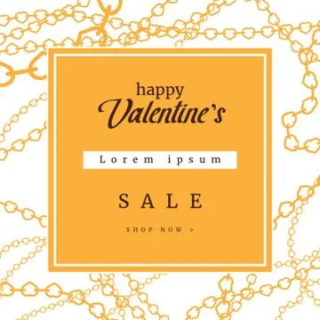 Happy Valentines Day Sale offer Banner, poster or flyer design with Heart yellow Stock Illustration