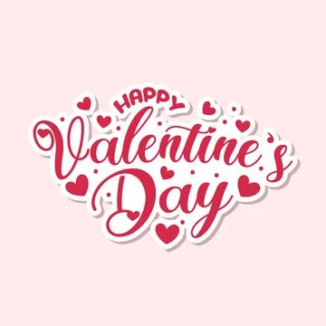 Happy Valentines Day script lettering and calligraphy vector illustration. Stock Illustration