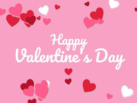 Happy Valentine's Day script lettering card, pink イラスト素材