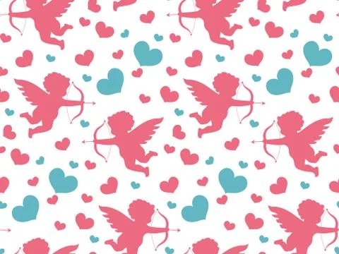 Happy Valentine's Day seamless pattern. Cute romantic love endless background Stock Illustration