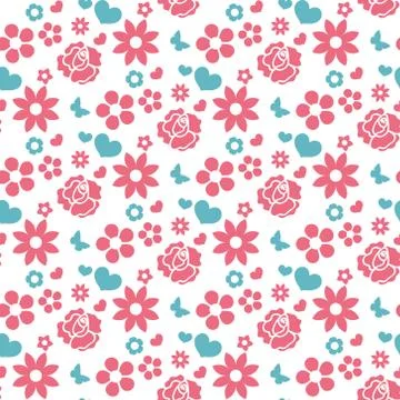 Happy Valentine's Day seamless pattern. Cute romantic love endless background Stock Illustration