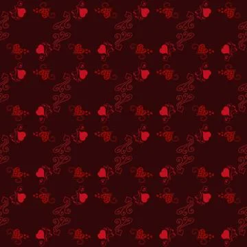 Happy Valentines day. Seamless pattern black background with red hearts. Vect 스톡 일러스트