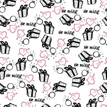 Happy Valentines Day seamless pattern. Vector illustration. Illustrazione stock