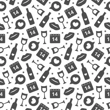 Happy Valentine's Day Seamless Pattern Design with Decoration in Template H.. Illustrazione stock