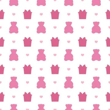Happy Valentine's Day Seamless Pattern Design with Decoration in Template H.. Illustrazione stock