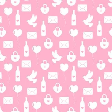 Happy Valentine's Day Seamless Pattern Design with Decoration in Template H.. Illustrazione stock