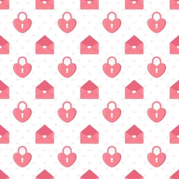 Happy Valentine's Day Seamless Pattern Design with Decoration in Template H.. Illustrazione stock