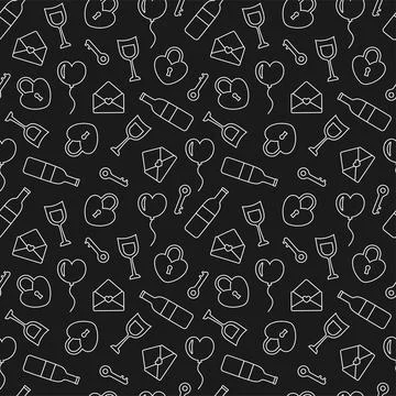 Happy Valentine's Day Seamless Pattern Design with Decoration in Template H.. Illustrazione stock