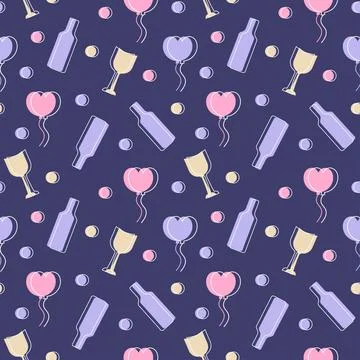 Happy Valentine's Day Seamless Pattern Design with Decoration in Template H.. Illustrazione stock