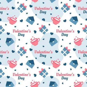 Happy Valentine's Day Seamless Pattern Design with Decoration in Template H.. Illustrazione stock
