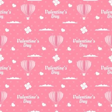 Happy Valentine's Day Seamless Pattern Design with Decoration in Template H.. Illustrazione stock