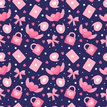Happy Valentines Day Seamless Pattern Design Love Greeting Card Template Ha.. Illustrazione stock
