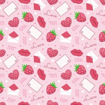 Happy Valentines Day Seamless Pattern Design Love Greeting Card Template Ha.. Illustrazione stock