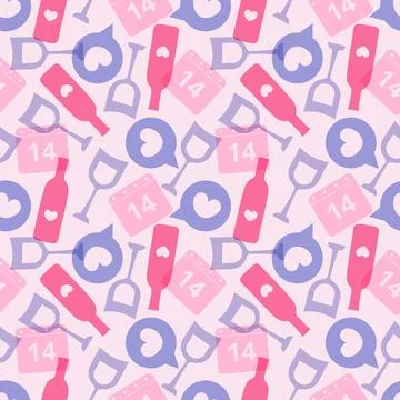 Happy Valentines Day Seamless Pattern Design Love Greeting Card Template Ha.. Illustrazione stock