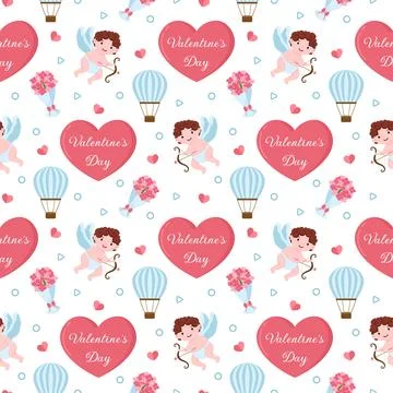 Happy Valentines Day Seamless Pattern Design Love Greeting Card Template Ha.. Illustrazione stock