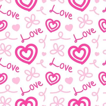 Happy Valentine's Day Seamless Pattern For Love Greeting Card Template Hand.. 스톡 일러스트