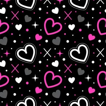 Happy Valentine's Day Seamless Pattern For Love Greeting Card Template Hand.. イラスト素材