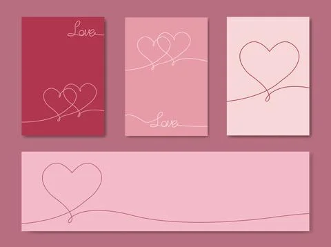Happy Valentines day set greeting card. Creative Banners Design. Stock Illustration