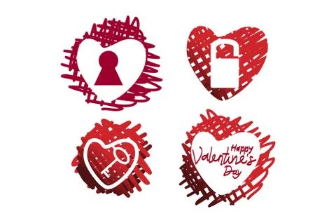 Happy Valentine's Day Template Vector Set Stock-Illustration