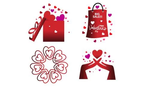 Happy Valentine's Day Template Vector Set Stock-Illustration