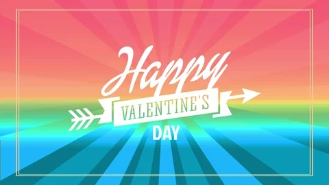 Happy valentines day text concept art made with cursive typography and a ribbon Stock Footage 129795579
