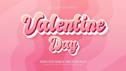 Happy Valentines day text effect, Editable three dimension text style Illustrazione stock