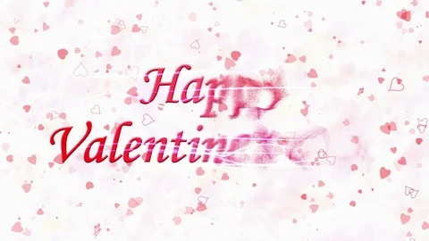 Happy Valentine's Day text formed from dust and turns to dust horizontallyon Stock Footage 71351056