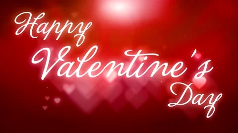 Happy Valentine's Day text on red hearts background Stock Footage 48669739