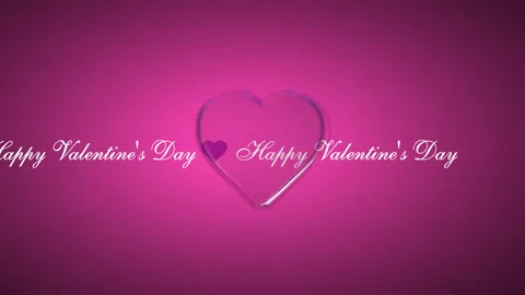 Happy valentines day text scroll on big pink heart Stock Footage 146084020