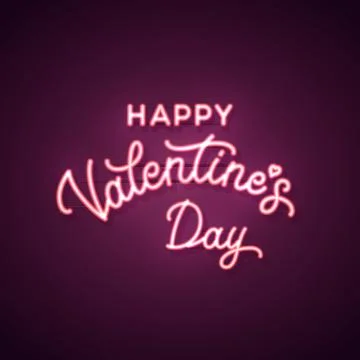 Happy Valentines Day text. Vector neon sign. Stock Illustration
