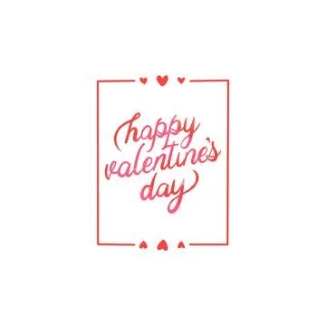 Happy Valentines Day text within a decorative red frame with small hearts, .. Stock Illustration