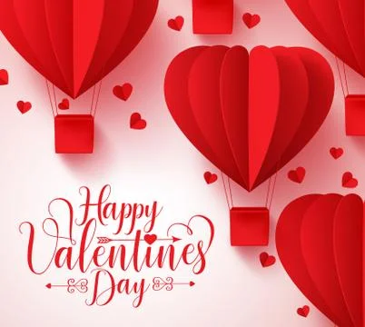 Happy valentines day typography vector design with paper cut Stock Illustration
