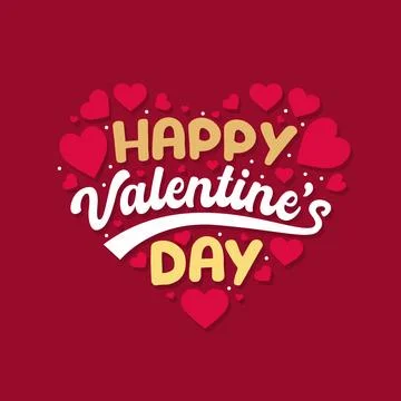 Happy Valentines Day typography vector illustration on heart shape. Stock Illustration