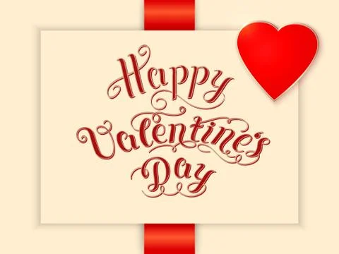 Happy Valentine's day vector card. With elegant text and heart. Elegant and t Stock Illustration
