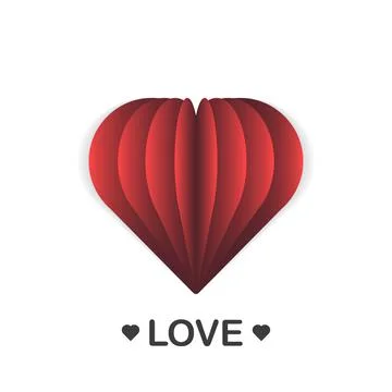 Happy Valentines Day vector design with 3d realistic paper hearts decorations Stock Illustration