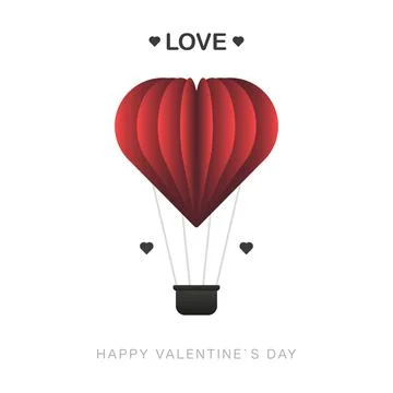Happy Valentines Day vector design with 3d realistic paper hearts flying ball Stock Illustration