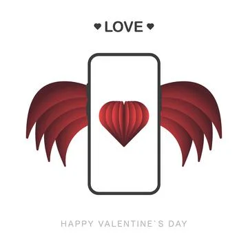 Happy Valentines Day vector design with 3d realistic paper hearts decorations Stock Illustration