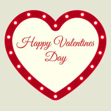Happy valentines day. Vector empty retro circus billboard frame with electric Stock Illustration