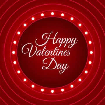Happy valentines day. Vector empty retro circus billboard frame with electr.. Stock Illustration