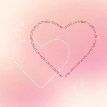 Happy Valentine's day vector greeting card. Two lines hearts on gradient pink Stock Illustration