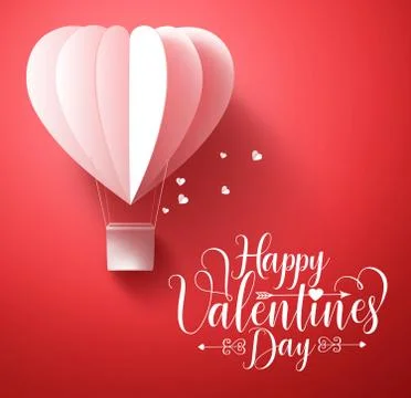 Happy valentines day vector greetings card design with 3d realistic Stock Illustration
