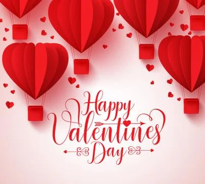 Happy valentines day vector greetings card design with paper cut red heart Stock Illustration