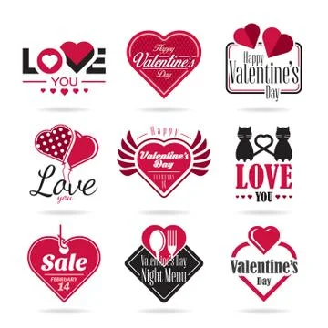 Happy Valentines Day vector icon set Stock Illustration